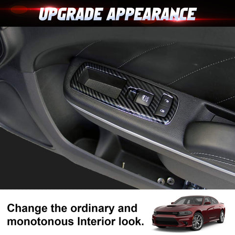 Carbon Fiber Look Window Lift Switch Button Cover For Dodge Charger Durango RAM