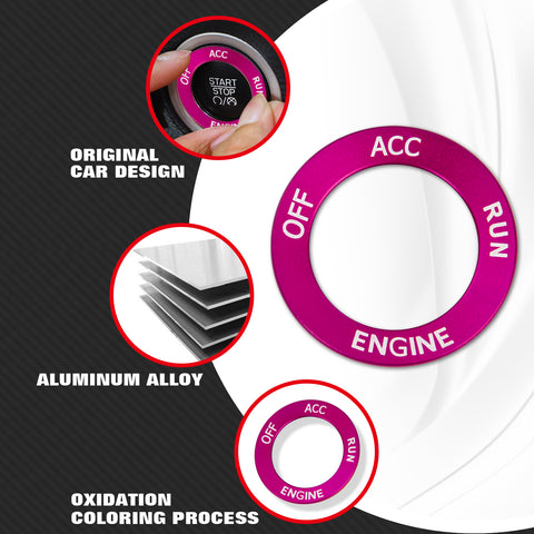 Red Engine Start Stop Button Switch Ring Cover Trim For Dodge Charger 2010-2022