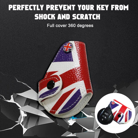 x xotic tech Union Jack UK Flag Style Key Fob Cover Holder Protector Compatible with MINI Cooper R55 R56 R57 R58 R59 R60 R61 F56 F55 F54 F57 F60 Smart Key