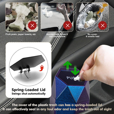 Leak-proof Car Trash Can w/Lid Pop up Waste Litter Storage Holder Bin Combo Kit