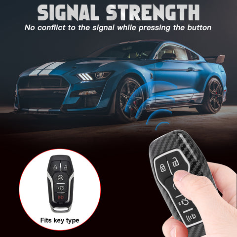 Carbon Fiber Texture Remote Key Holder Case Skin For Ford Mustang Edge Fusion Lincoln