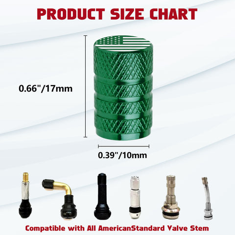 4pcs American Flag Tire Valve Stem Cover Caps Anodized Aluminum Alloy, Corrosion Resistant Leak-Proof Wheel Valve Cap Set, Universal for Cars Trucks Motorcycles SUVs