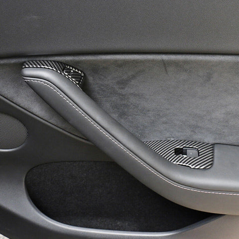 Carbon Fiber Style Window Switch Panel Cover Trim for Tesla Model 3 2021-2023