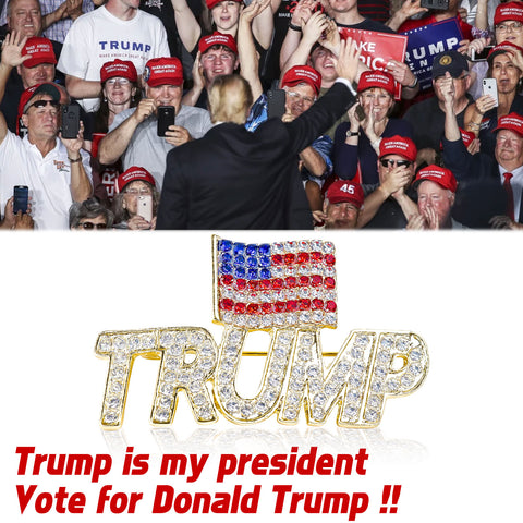 2x Trump 2024 American Flag Make America Great Again Label Brooch Pin Unisex