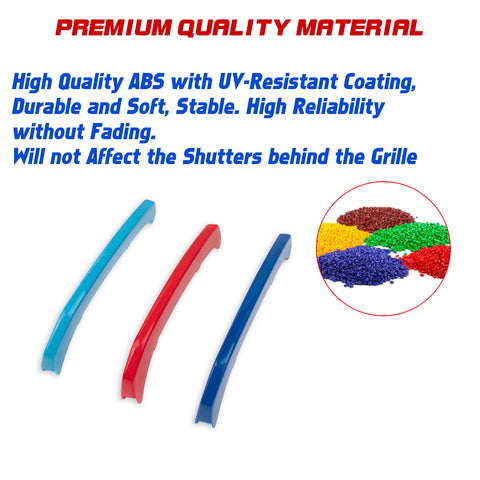 Tri-Colored Front Kidney Grille Strips Clip Cover For BMW 3 Series GT 2013-2016
