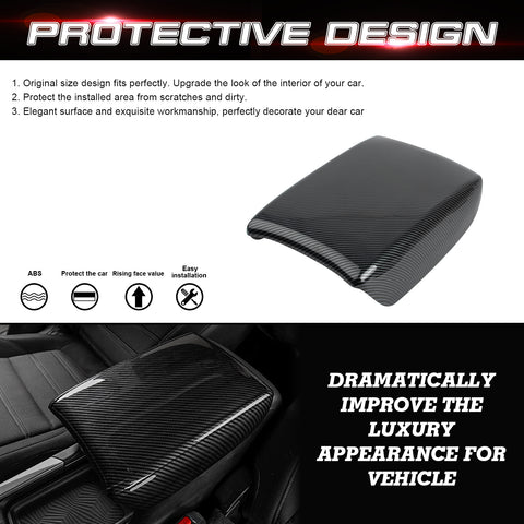 Carbon Fiber Style Storage Armrest Box Protective Cover For Honda CR-V 2017-2022