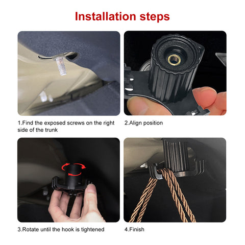 Rear Trunk Grocery Bag Organizer Holder Hanger Hook + Foldable Cargo Groceries Tote Sundries Storage Box Fabric Bag Basket Kit Compatible with Tesla Model 3 2017-2024