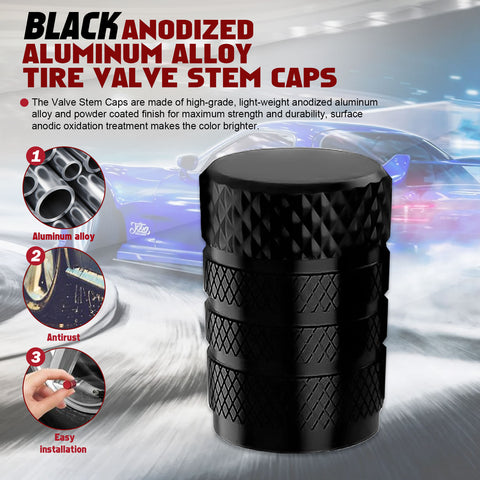 Xotic Tech 4pcs Tire Valve Stem Cover Caps Anodized Aluminum Alloy, Corrosion Resistant Leak-Proof Wheel Valve Cap Set Exterior Accessories, Universal for Cars Trucks Motorcycles SUVs and Bikes