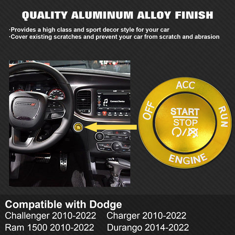 Keyless Engine Push Start Button & Surrounding Ring For Dodge Charger Challenger