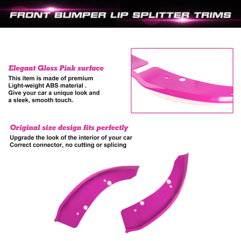 2PCS Exterior Front Bumper Lip Splitter Spoilers Protector Bumper Corner Edge Guard Cover Trim Kit Compatible with Dodge Charger Scat Pack/SRT Models 2015-2023, GT/RT 2019-2023, Pink