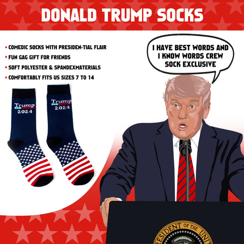 x xotic tech Trump 2024 Socks Men Women, Donald Trump President Unisex Funny Gift Socks Novelty Cotton Crew Socks MAGA Make America Great Again Sock American Flag Gag Gift
