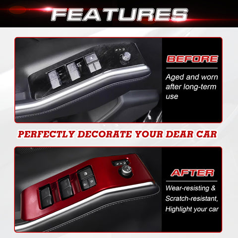 x xotic tech 4Pcs Automobile Door Window Control Panel Cover Door Lock Switch Trim Molding Accessories Compatible with Toyota Highlander 2020-up North American Version