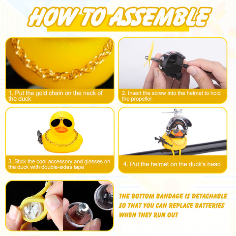 x xotic tech Rubber Duck Bike Bell Decoration, Cute Yellow Squeeze Duck Bicycle Accessories w/Propeller Helmet for Car Dashboard Motorcycle Scooter Handlebar Horn Kids Toddler Toy Outdoor