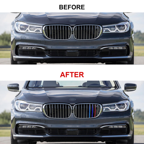 M-Colored Front Center Mesh Grille Insert Trims For BMW 7 Series G11 G12 2016-19