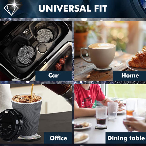 2pcs Cute Bling Car Cup Holder Coaster with Rhinestone Auto Interior Accessories