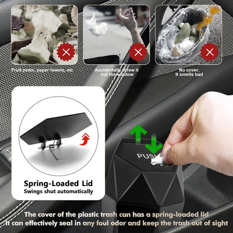Leak-proof Car Trash Can w/Lid Pop up Waste Litter Storage Holder Bin Combo Kit