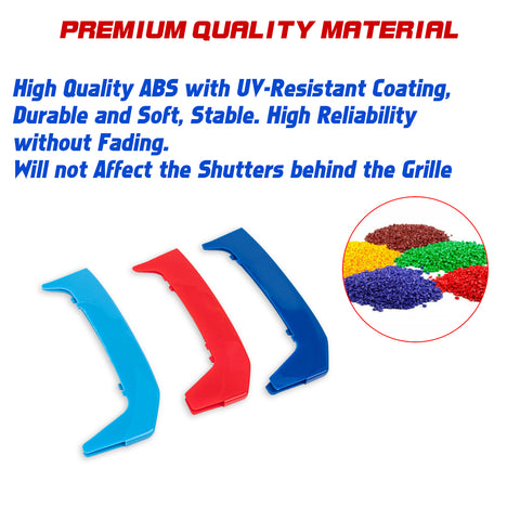 Tri-Colored Front Kidney Grille Strips Clip Cover For BMW 3 Series E46 2004-2006