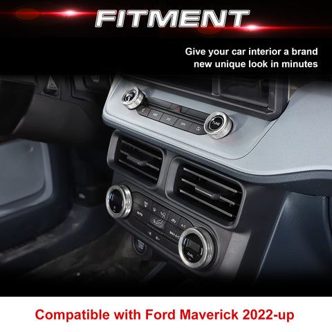Air Conditioner Headlight Switch Knob, Headlight Volume Radio Control Knob Ring Cover, Compatible with Ford Maverick 2022 2023 (Aluminum Alloy, Silver) -5PCS