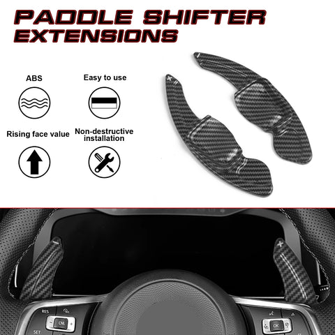 Carbon Fiber Pattern Steering Wheel Paddle Shifter Extension For VW Golf Beetle