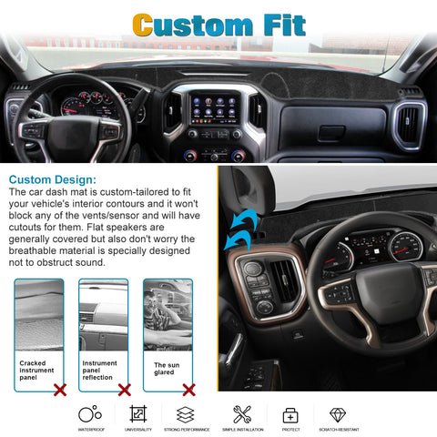 Dashboard Cover Pad Sunshield Protect Mat For Chevy Silverado 1500 2500HD 3500HD