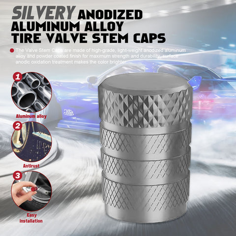 Xotic Tech 4pcs Tire Valve Stem Cover Caps Anodized Aluminum Alloy, Corrosion Resistant Leak-Proof Wheel Valve Cap Set Exterior Accessories, Universal for Cars Trucks Motorcycles SUVs and Bikes