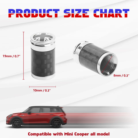 Set Union Jack Antenna w/Chrome Tire Valve Stem Caps Dust Cover For Mini Cooper