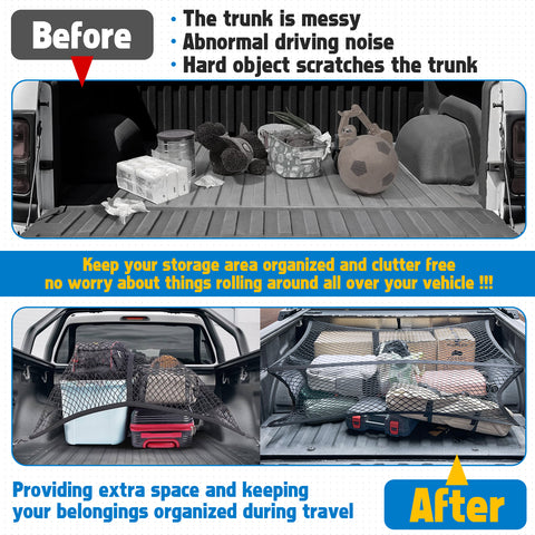 4' x 4' Double-Layer Elastic Cargo Mesh Net Organizer for Pickup Trucks Trailers