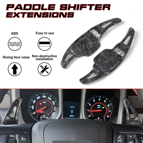 Black Forged Style Steering Paddle Shifter Extension For Chevy Camaro 2012-2015
