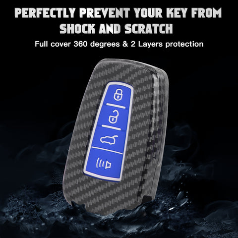 For RAV4 Camry Corolla Glossy Carbon Fiber Pattern Silicone Button Key Fob Skin