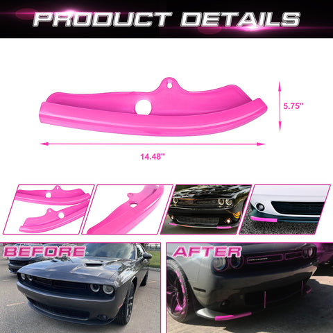 2X Front Bumper Lip Splitter Spoilers Protector Corner Edge Guard Cover Trim Compatible with Dodge Challenger SRT, R/T Scat Pack 2015-2023, R/T, GT 2019-2023 (Not fit R/T Plus, SXT) Pink