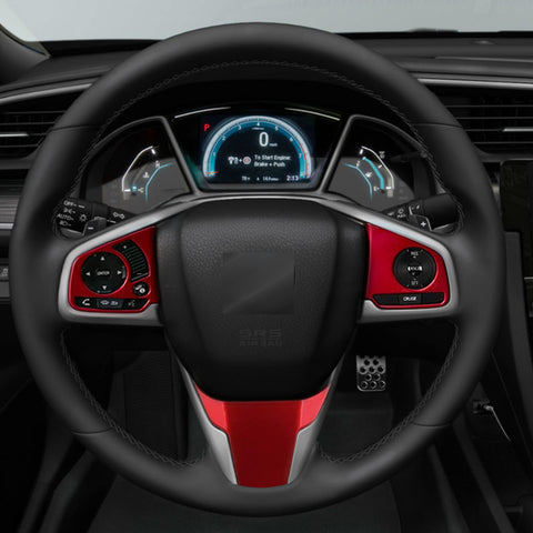 Set of Red Center Console Strip Gear Shift Frame Decor Cover For Civic 2016-2021