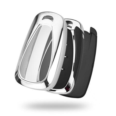 TPU Key Fob Shell Full Cover Case w/ Keychain, Compatible with Chevrolet Camaro Malibu Impala Cruze Volt Bolt Equinox Tahoe Traverse 3/4/5 Buttons Key