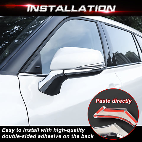 x xotic tech Carbon Fiber Style Rearview Mirror Side Strip Molding Cover Trim Compatible with Toyota Highlander 2020-up Car Decoration Exterior Accessories 4Pcs/Set