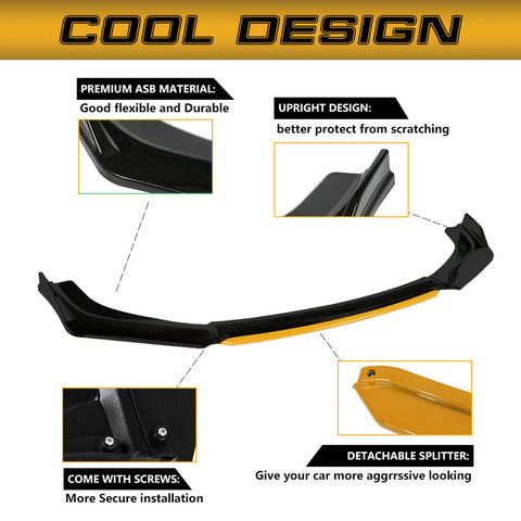 Xotic Tech Front Bumper Lip Chin Spoiler Splitter Diffuser Protector Body Kit Compatible with Honda Accord Civic or Volkswagen MK5 MK6 MK7 or Kia Optima or Mitsubishi Lancer, 4pcs