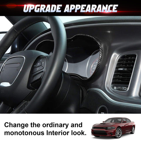 Carbon Fiber Style Dashboard Meter Panel Frame Cover For Dodge Charger 2015-23