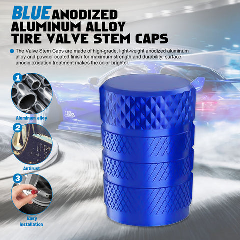 Xotic Tech 4pcs Tire Valve Stem Cover Caps Anodized Aluminum Alloy, Corrosion Resistant Leak-Proof Wheel Valve Cap Set Exterior Accessories, Universal for Cars Trucks Motorcycles SUVs and Bikes