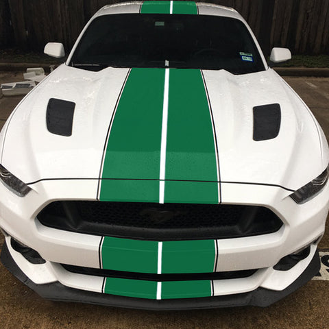Xotic Tech Glossy Vinyl Racing Stripe Car Hood Graphics Decal Sticker for Hood Roof Rear Trunk Decoration Compatible with Ford Mustang 2015-up
