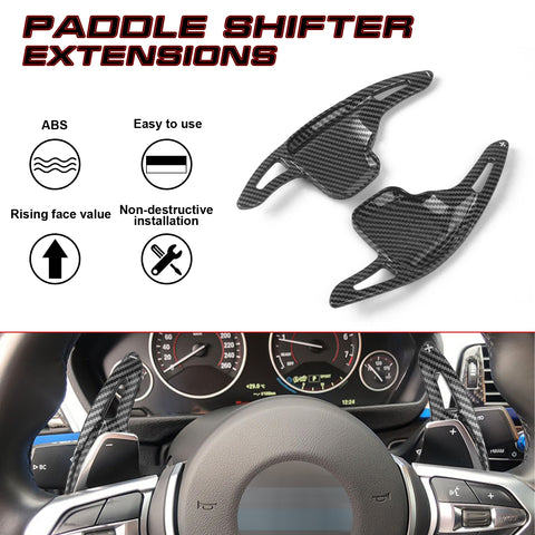 Carbon Fiber Black Steering Wheel Paddle Shifter Extension Kit For BMW X1 X4 X5