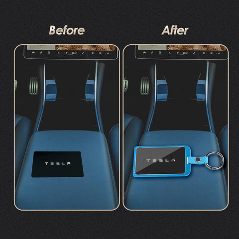 x xotic tech Transparent Card Key Holder, Card Protective Case Cover Comapatible with Tesla Model Y/3/S/X Cybertruck Accessories, Full Protection Key Fob Shell Key Chain(Aluminum Alloy)