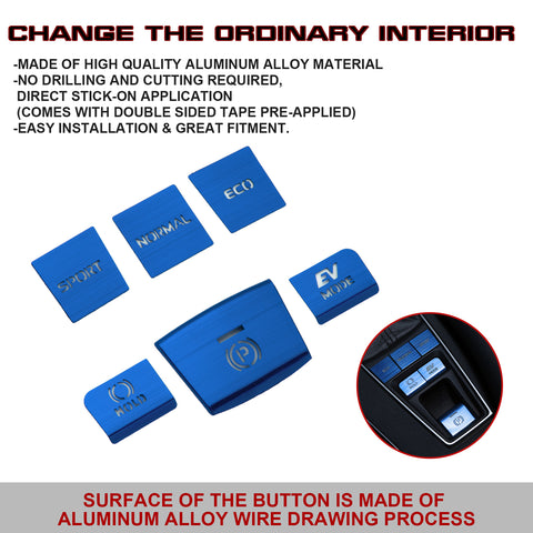 Red Aluminum Alloy Gear Shift Switch Cover Trim For Toyota Camry Hybrid 2018-22