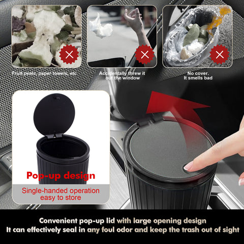 Leak-proof Car Trash Can w/Lid Pop up Waste Litter Storage Holder Bin Combo Kit