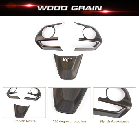 Wood Grain Steering Wheel w/ Bottom Piece Cover For Toyota RAV4 2019-2024