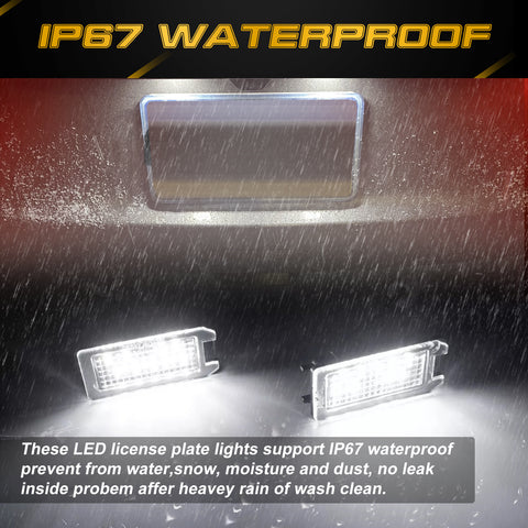 x xotic tech LED License Plate Lights Tag Lamps Replacement Compatible with Jeep Grand Cherokee Compass Patriot Fiat 500 Dodge Viper, Error Free 6000K Xenon White, 2Pcs