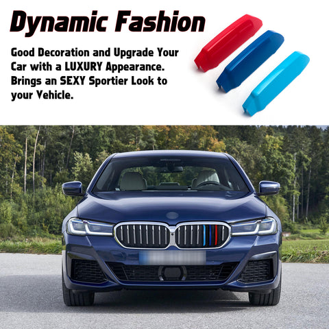 3pcs Tri Color Kidney Grille Clip Insert Cover For BMW 5 Series(G30/G31) 2021-up