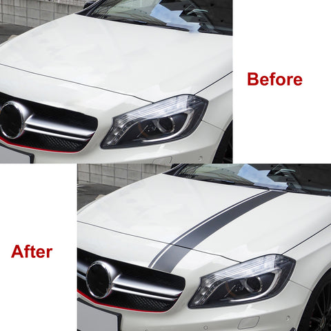 Xotic Tech Left Side Vinyl Car Decal Sporty Stripe Decor Sticker for Mercedes Benz C Class Hood Roof Rear Trunk Black