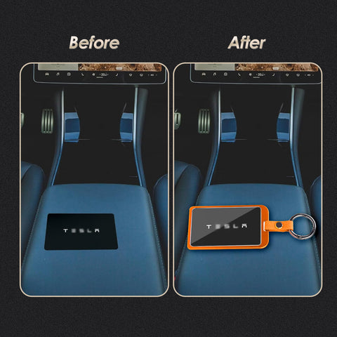 x xotic tech Transparent Card Key Holder, Card Protective Case Cover Comapatible with Tesla Model Y/3/S/X Cybertruck Accessories, Full Protection Key Fob Shell Key Chain(Aluminum Alloy)