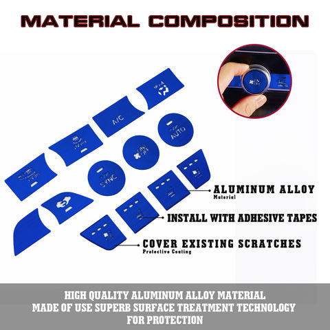 13Pcs Red Aluminum Center Dashboard Switch Cover Trim For Honda Accord 2018-2021