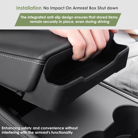 Armrest Box Key Card Phone Holder Storage Container For Tesla Model Y 2020-24