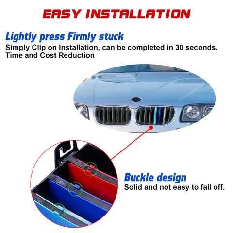 Tri-Colored Front Center Kidney Grille Strips Clip Cover For BMW X3 E83 2003-06