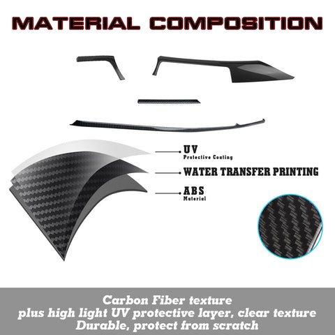 4PCS Carbon Fiber Style Dashboard Upper+Lower Strip Molding Trim For BMW F30 F31